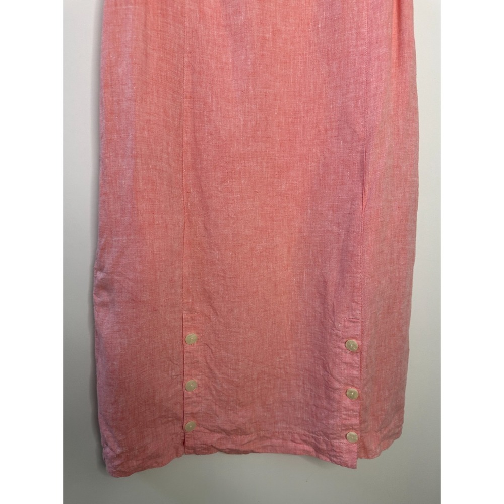 J. Jill Love Linen Shift Dress Pockets Sleeveless Button Bottom Coral Small - Picture 3 of 11